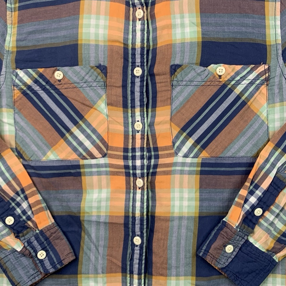 Denim Supply Ralph Lauren RL Utility Women's Large Orange Blue Green Plaid Shirt - Picture 2 of 8